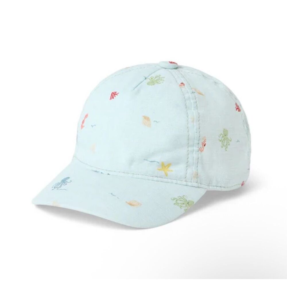 Janie and Jack Baby Sea Friends Cap in Mineral Green Size 6-12 Months